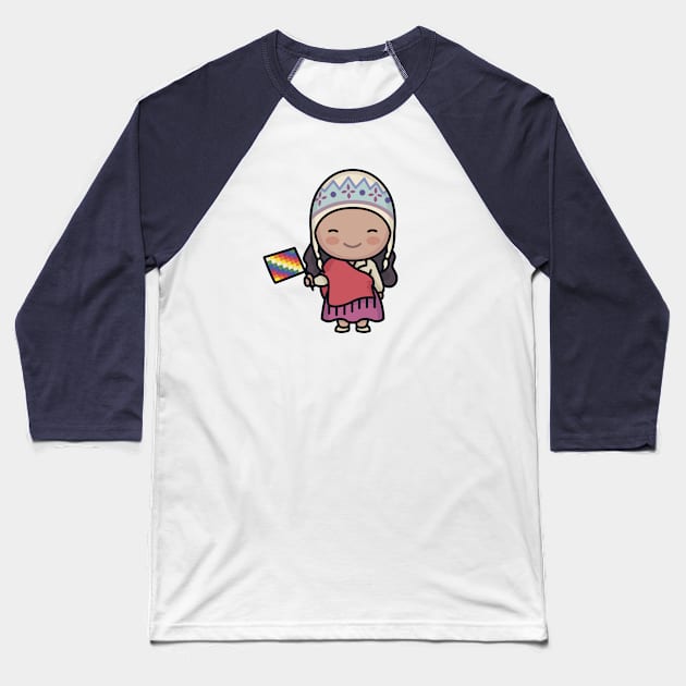 Cute South American Mountain Girl Baseball T-Shirt by SLAG_Creative